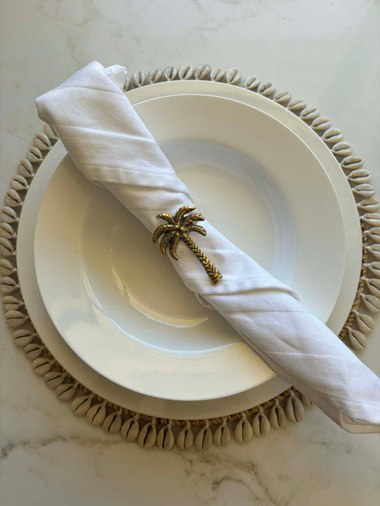 Brass Palm Tree Napkin Rings - Set of 2