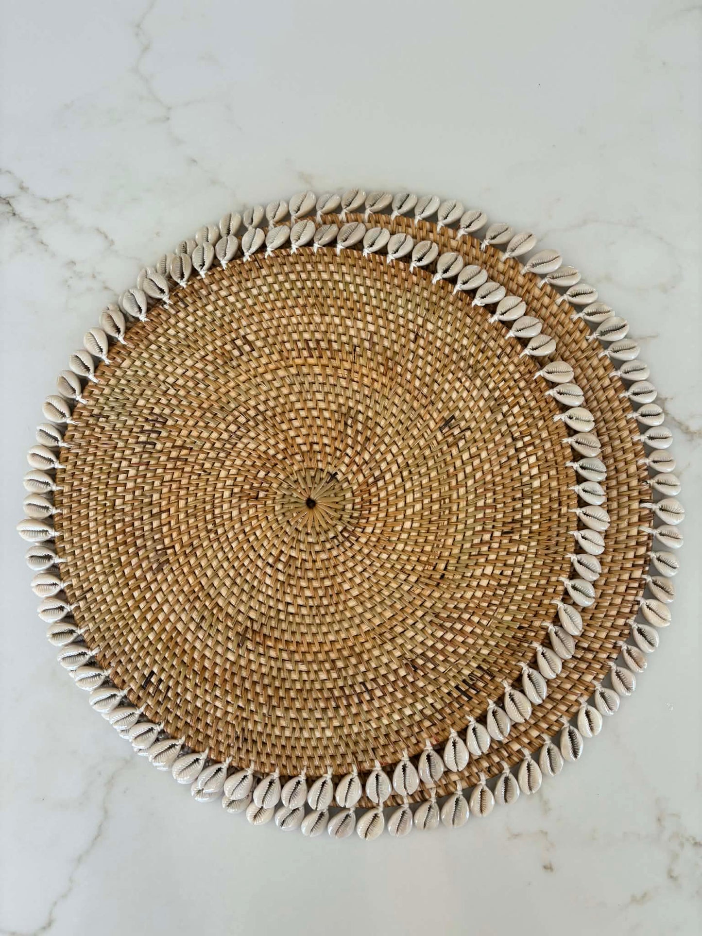 Rattan and Cowrie Shell Table Mats - Natural