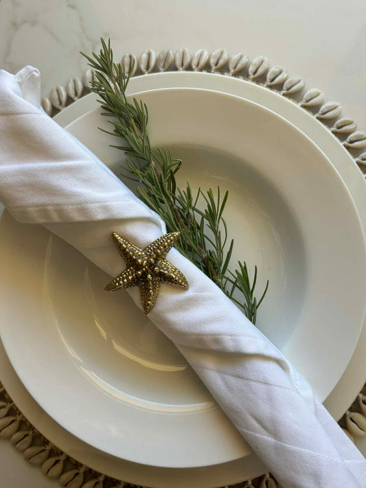 Brass Starfish Napkin Rings - Set of 2
