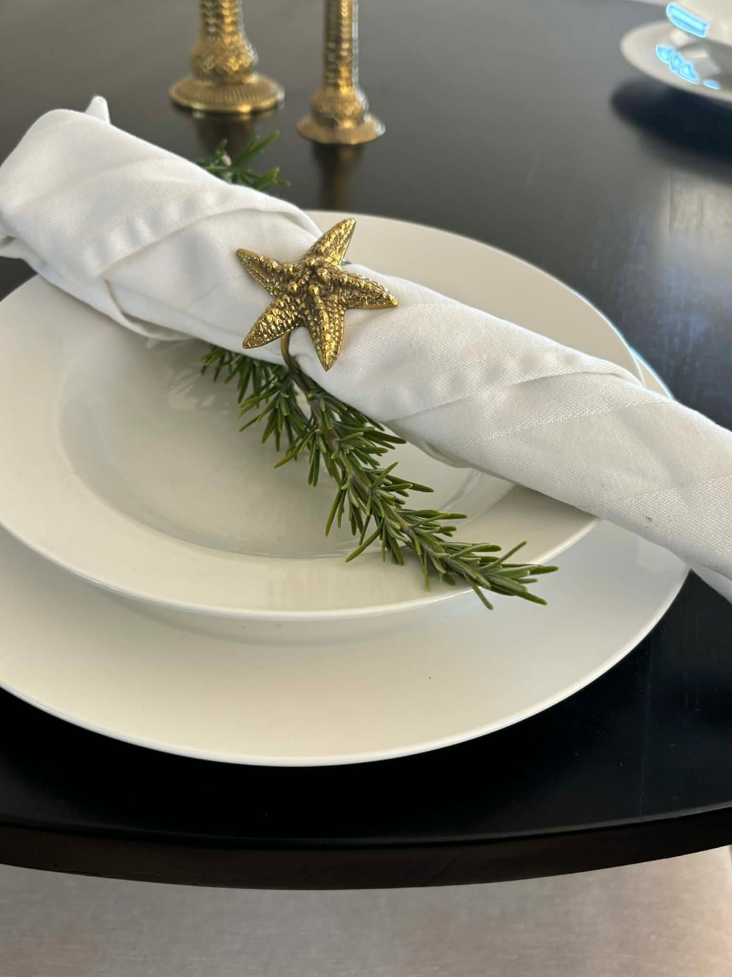 Brass Starfish Napkin Rings - Set of 2