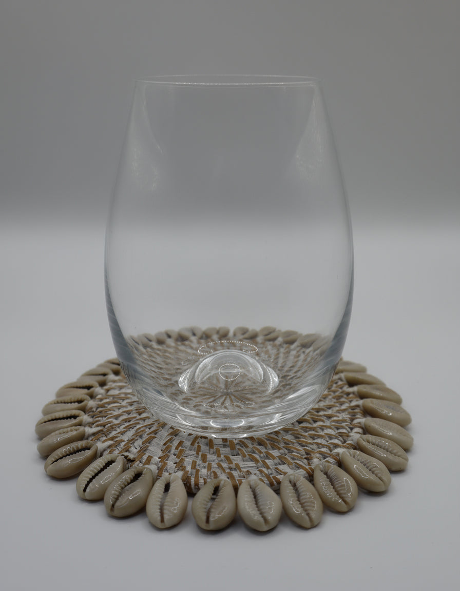 Rattan and Cowrie Shell Coasters - Whitewashed