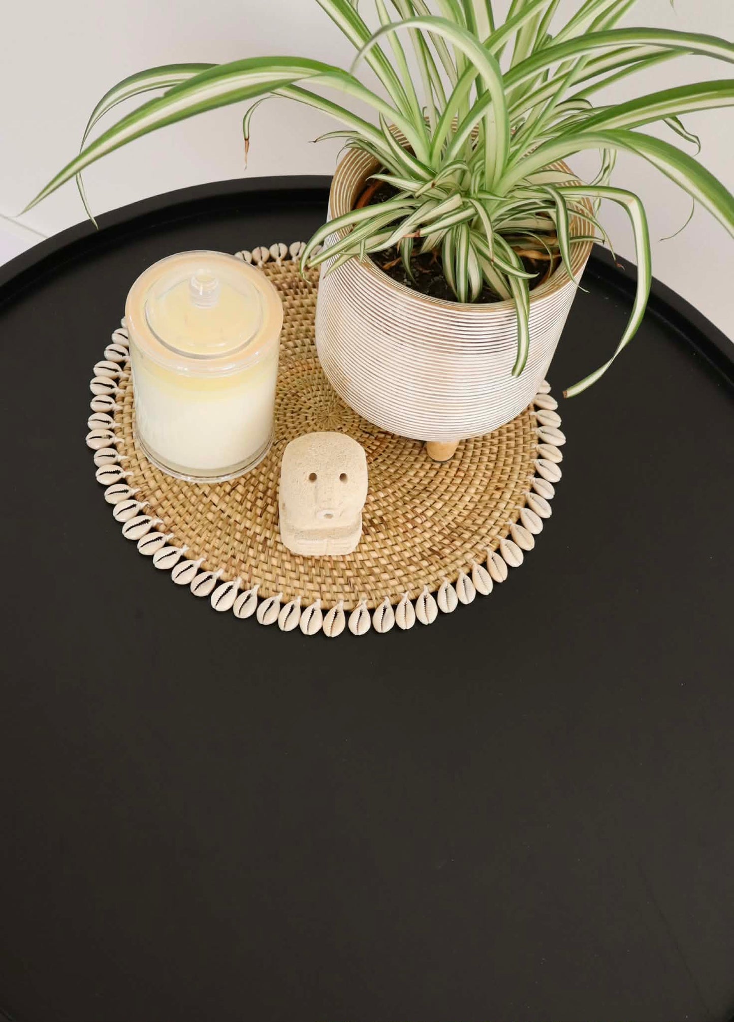 Rattan and Cowrie Shell Table Mats - Natural