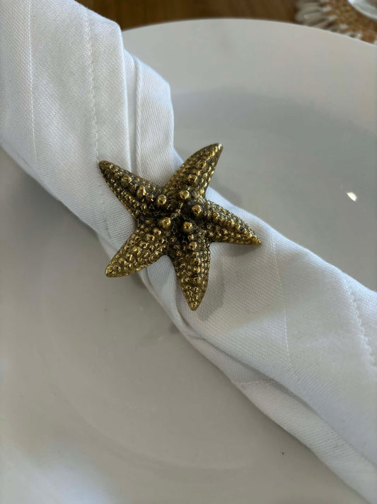 Brass Starfish Napkin Rings - Set of 2