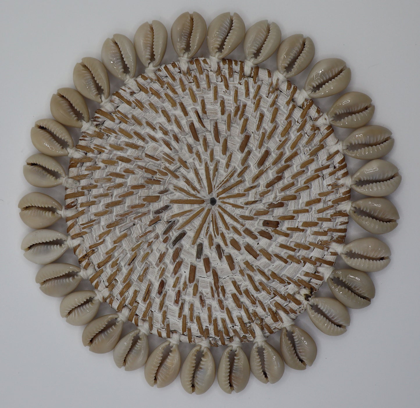 Rattan and Cowrie Shell Coasters - Whitewashed