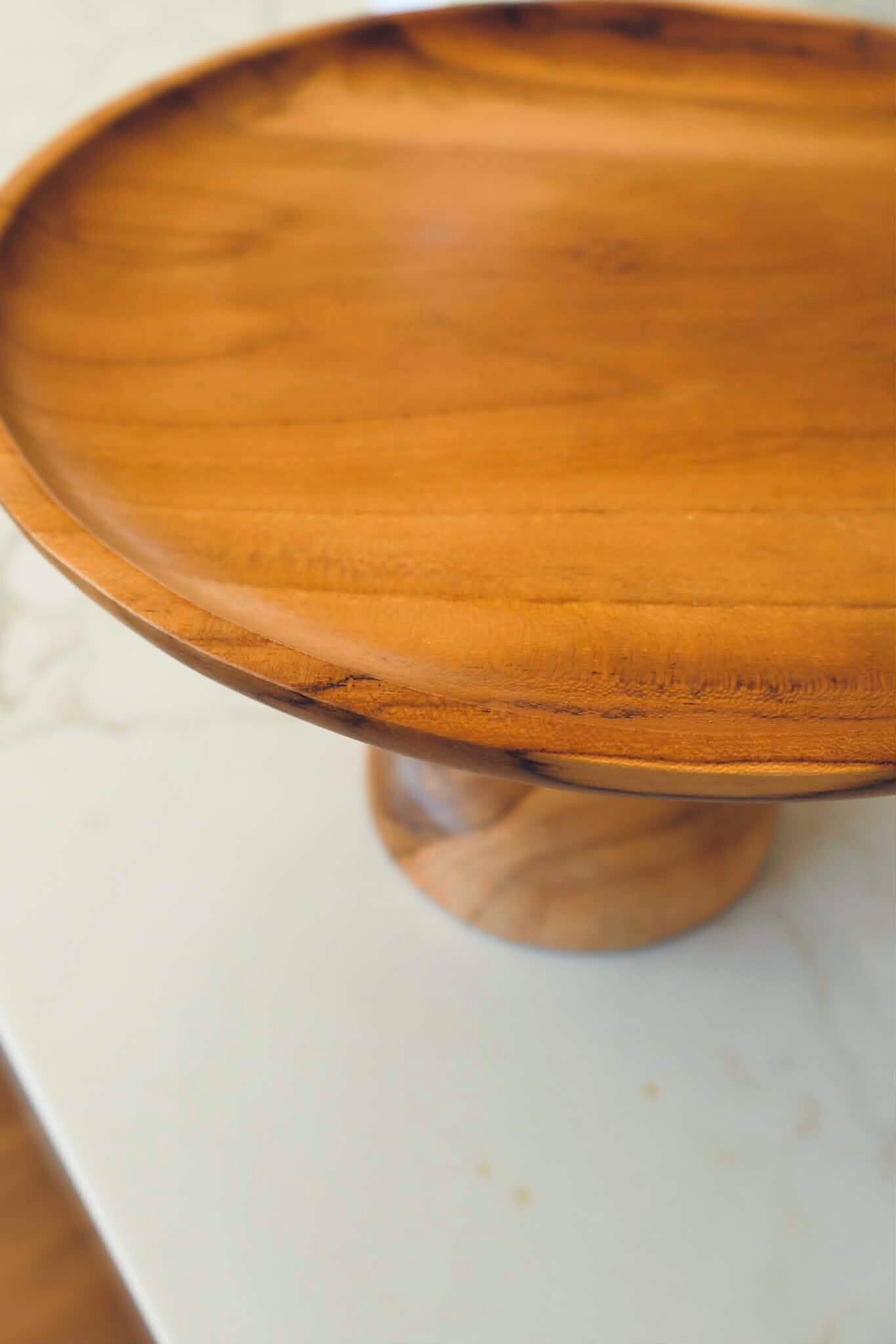 Natural Wood Pedestal Bowl